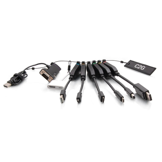 C2G30292 - C2G - Universal 4K HDMI Dongle Adapter Ring with Color Coded Mini DisplayPort DisplayPort USB-C Lightning VGA Mini HDMI Micro HDMI and USB-A Male to USB-C Female