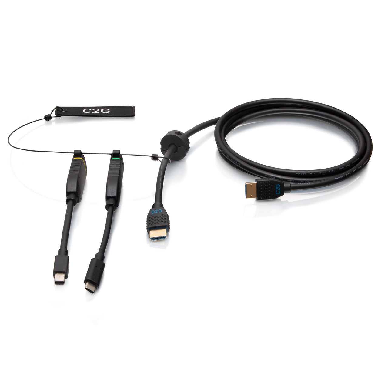 C2G30057 - C2G - 15ft (45m) 4K HDMI Premium Cable and Dongle Adapter Ring with Color Coded Mini DisplayPort and USB-C