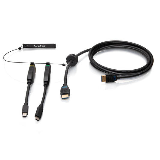 C2G30057 - C2G - 15ft (45m) 4K HDMI Premium Cable and Dongle Adapter Ring with Color Coded Mini DisplayPort and USB-C