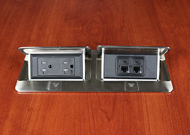 DQFP20ST-2A - Wiremold - DQFP20ST2A Cord Ended deQuorum Dual FlipUp Unit in Stainless Steel