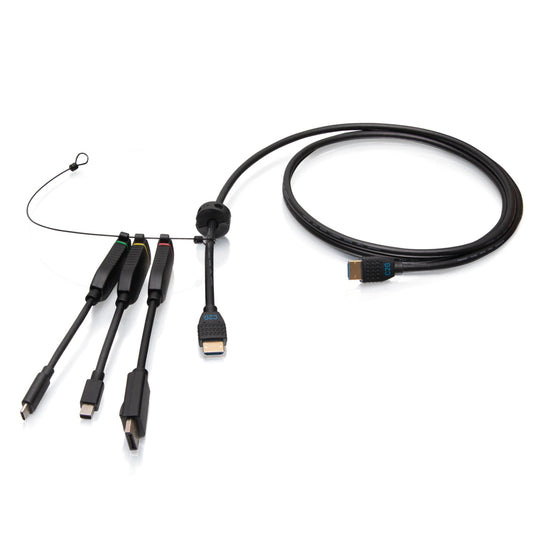 C2G4200363 - C2G - 6ft (45m) 4K HDMI Premium Cable and Universal Dongle Adapter Ring with Color Coded Mini DisplayPort DisplayPort and USB-C without Pull Tab