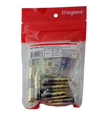 AC300410 - On-Q - Compression RG6UQuad Shield RCA Plug 10 Pack