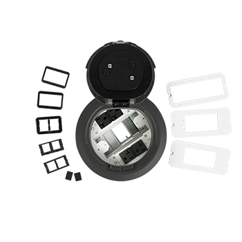 6ATC2PGY3H - Wiremold - 6ATC2PGY3H 3Hour Fire Classified 6 inch Recessed Prewired Surface Style PokeThru Assembly in Gray