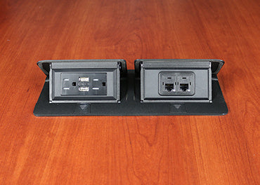 DQFP15UBK-2A - Wiremold - DQFP15UBK2A Cord Ended deQuorum Dual FlipUp Unit with USB in Black