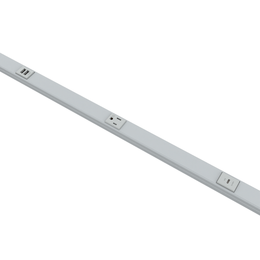 Plugmold-USB-C-Gray-Painted - Wiremold - 5 Plugmold Multioutlet System with USB-C and USB-A in Gray Painted