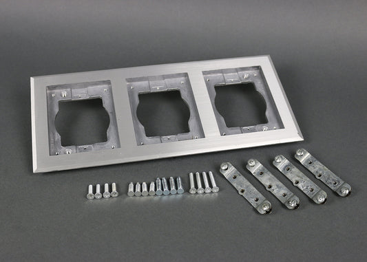 838TCAL - Wiremold - 838TCAL Omnibox Three Gang Rectangular Aluminum Carpet and Tile Flange
