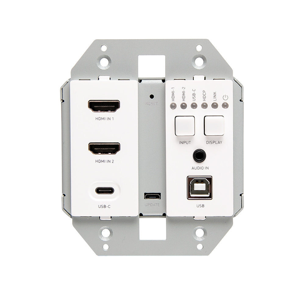 C2G30019 - C2G - Dual 4K HDMI HDBaseT plus USB-C 3.5mm USA-B over Cat Extender Dual Gang Wall Plate Transmitter