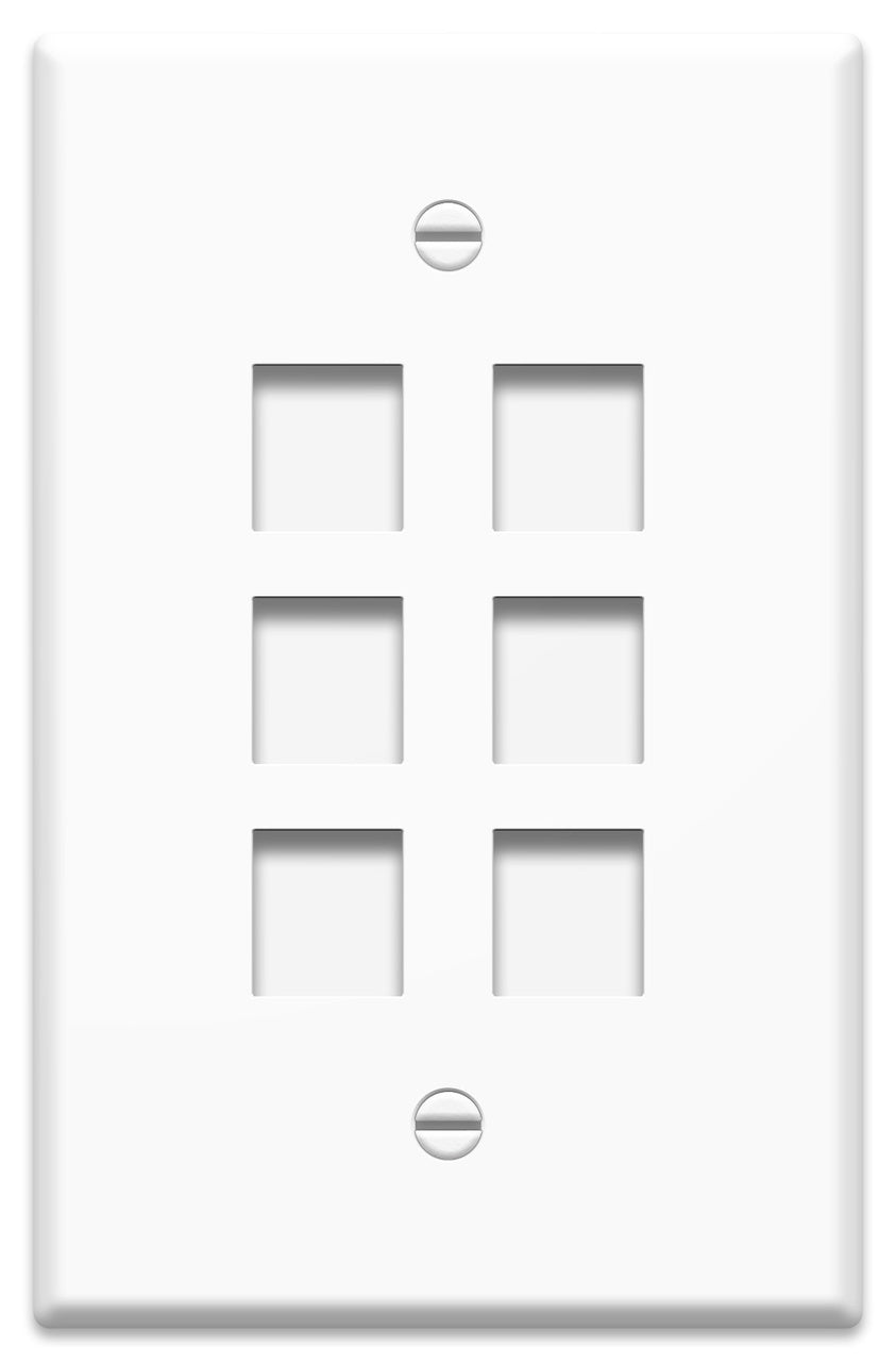 WP3306WH - On-Q - 1Gang 6 Port Oversized Wall Plate in White
