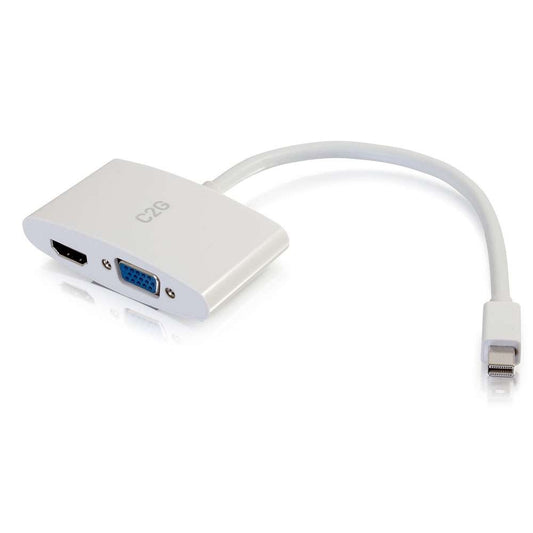 CG28272 - C2G - 8 inch Mini DisplayPort Male to 4K HDMI or VGA Female Adapter Converter White