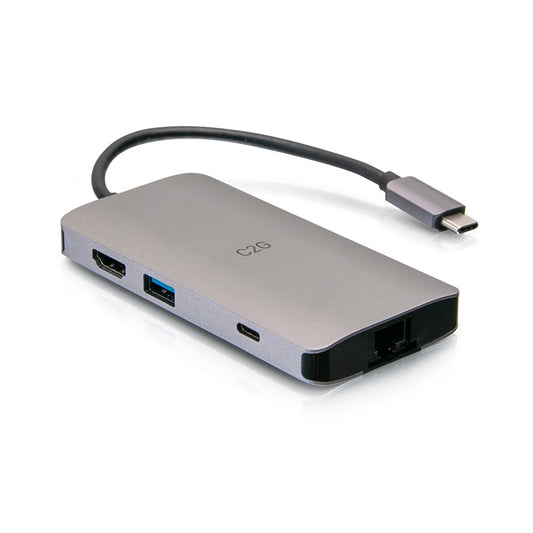C2G54458 - C2G - USB-C 8in1 Mini Dock with HDMI 2x USB-A Ethernet SD Card Reader and USB-C Power Delivery