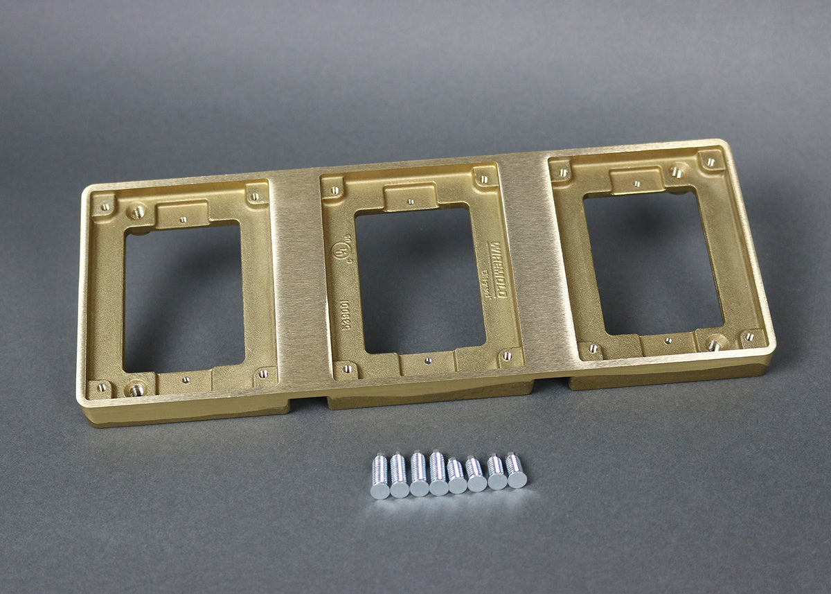 837T - Wiremold - 3 Gang Brass Tile Flange