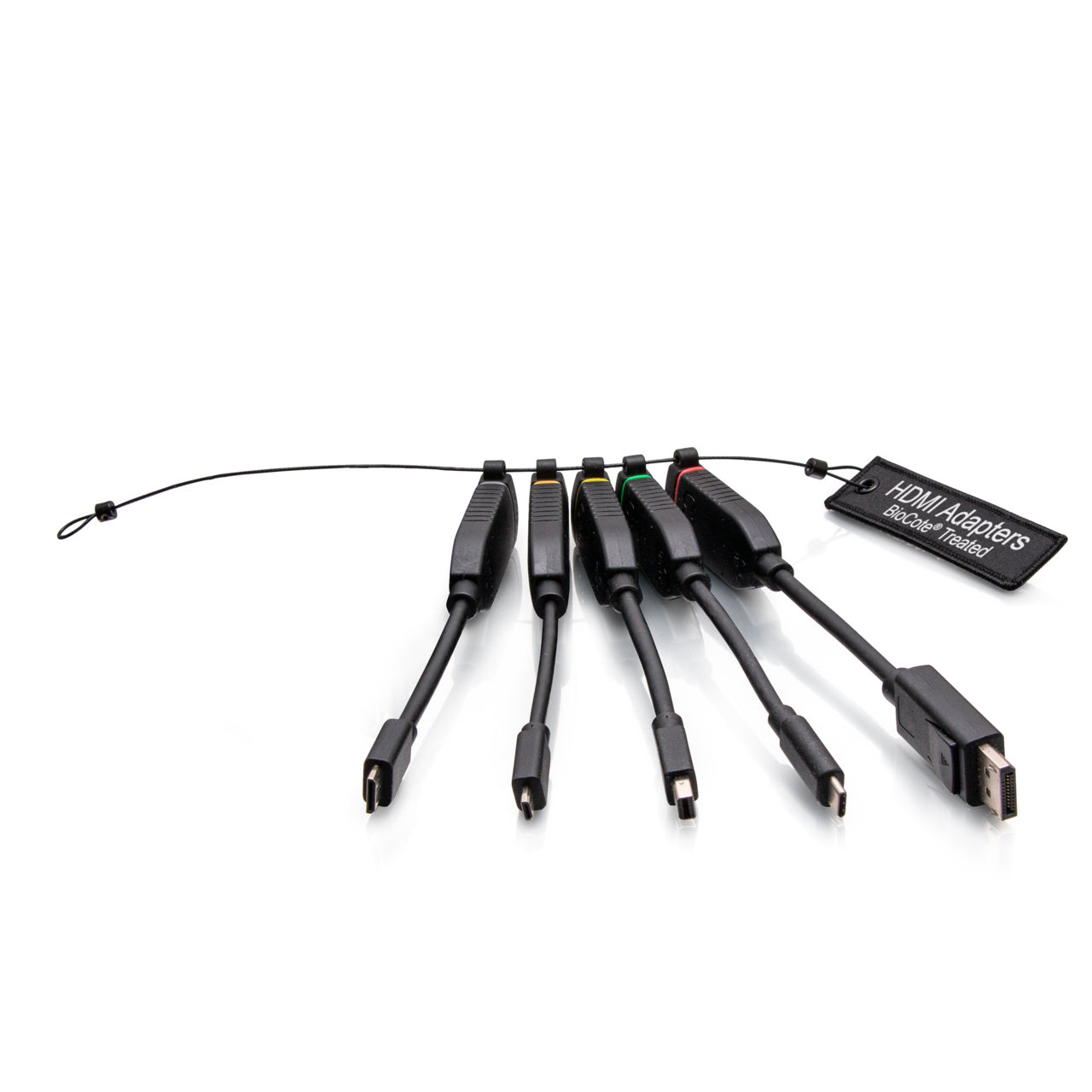 C2G30279 - C2G - Universal 4K HDMI Dongle Adapter Ring including Color Coded Mini DisplayPort DisplayPort USB-C Mini HDMI and Micro HDMI Adapters with AntiMicro-Bial Technology