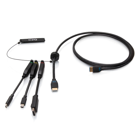 C2G30052 - C2G - 6ft (1.8m) 4K HDMI Premium Cable and Dongle Adapter Ring with Color Coded Mini DisplayPort DisplayPort and USB-C