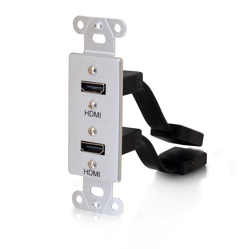 CG39875 - C2G - Dual HDMI Pass Through Decorative Wall Plate Aluminum