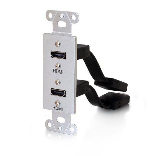 CG39875 - C2G - Dual HDMI Pass Through Decorative Wall Plate Aluminum