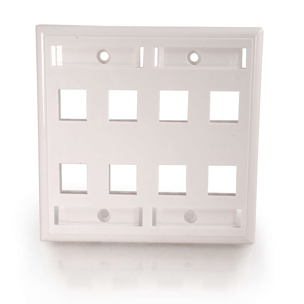 CG03415 - C2G - 8 Port Double Gang Multimedia Keystone Wall Plate White