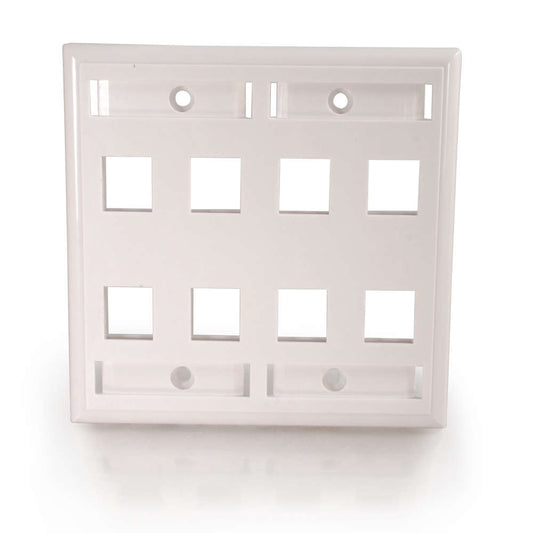 CG03415 - C2G - 8 Port Double Gang Multimedia Keystone Wall Plate White