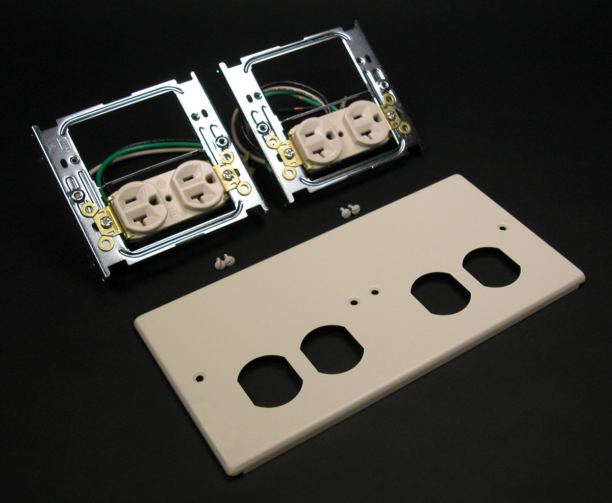 G4047-2WWXX - Wiremold - G40472WWXX 4047 Four Gang Cover With Two Duplex Receptacles Installed in Gray