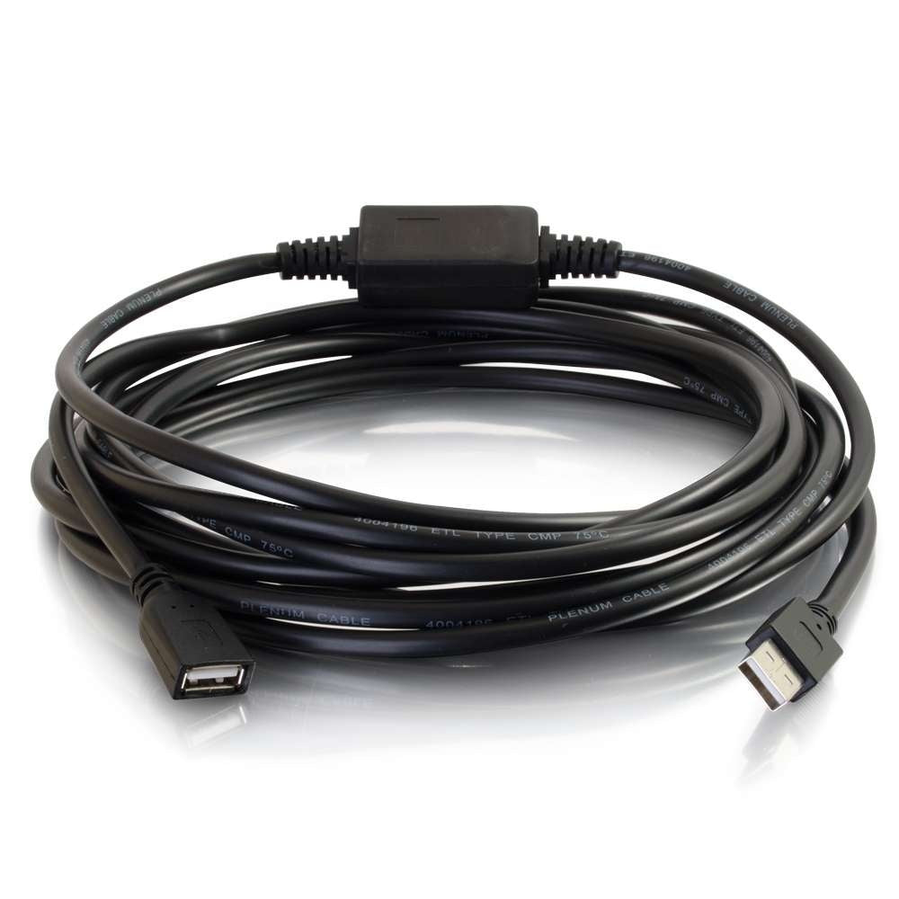 CG39010 - C2G - 16ft USB A Male to Female Active Extension Cable Plenum CMP-Rated
