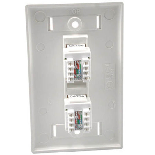 CG27416 - C2G - Two Port Cat5E RJ45 Configured Single Gang Wall Plate White