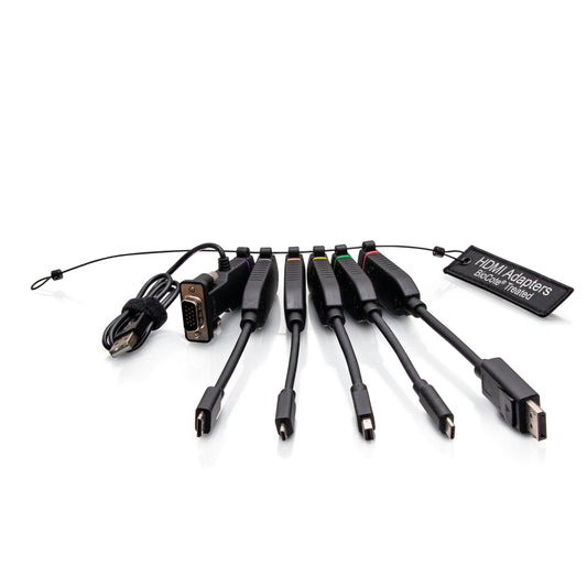 C2G30278 - C2G - Universal 4K HDMI Dongle Adapter Ring including Color Coded Mini DisplayPort DisplayPort USB-C Mini HDMI Micro HDMI and VGA Adapters with AntiMicro-Bial Technology