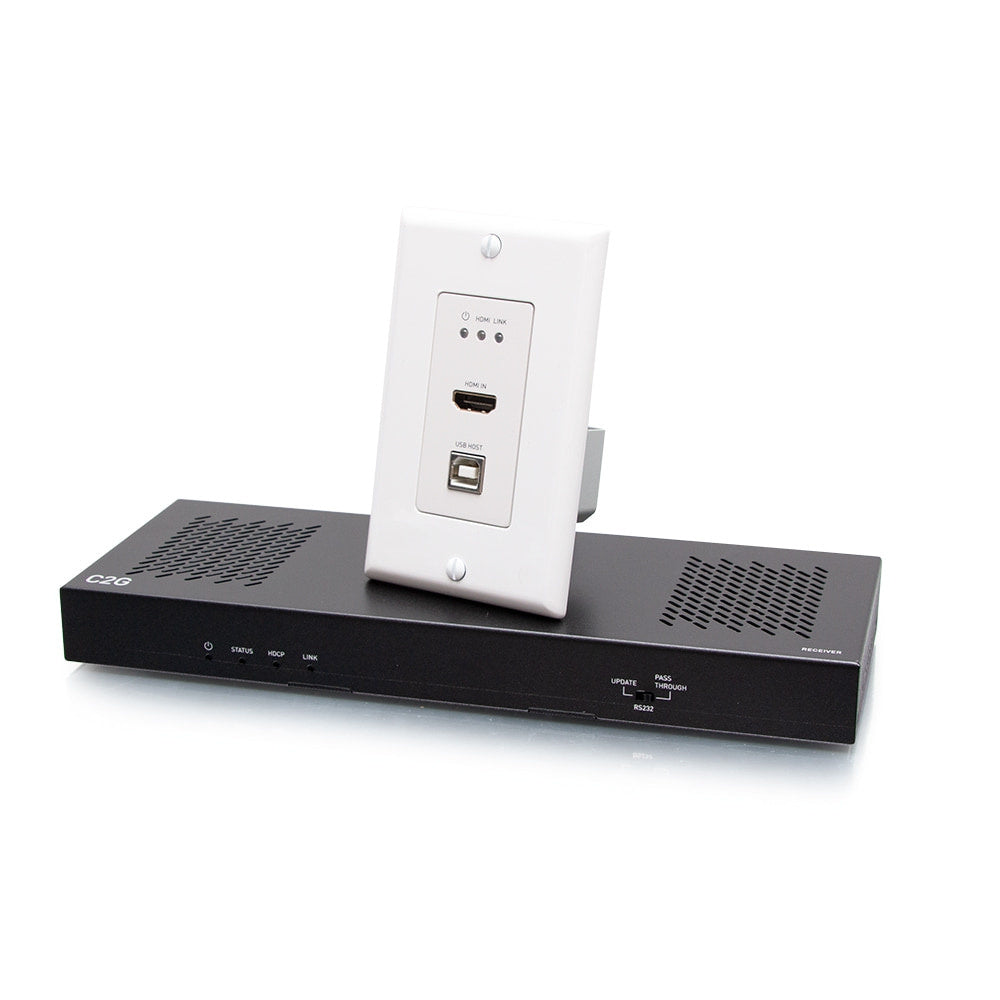 C2G30024 - C2G - HDMI HDBaseT USA-B and RS232 over Cat Extender Single Gang Wall Plate Transmitter to Box Receiver 4K 60Hz