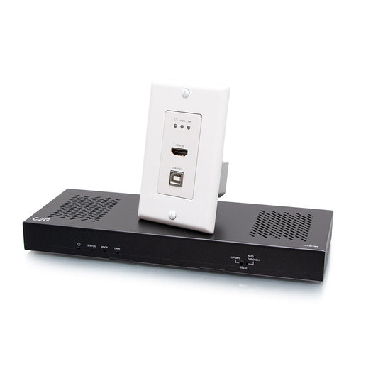 C2G30024 - C2G - HDMI HDBaseT USA-B and RS232 over Cat Extender Single Gang Wall Plate Transmitter to Box Receiver 4K 60Hz