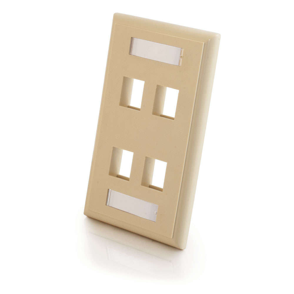 CG03713 - C2G - Four Port Keystone Single Gang Wall Plate Ivory