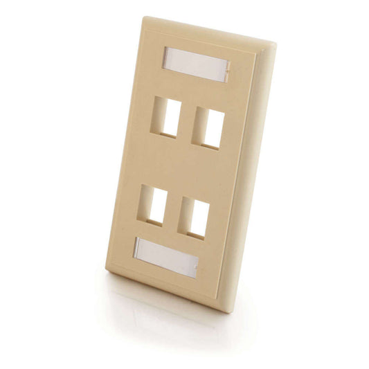 CG03713 - C2G - Four Port Keystone Single Gang Wall Plate Ivory