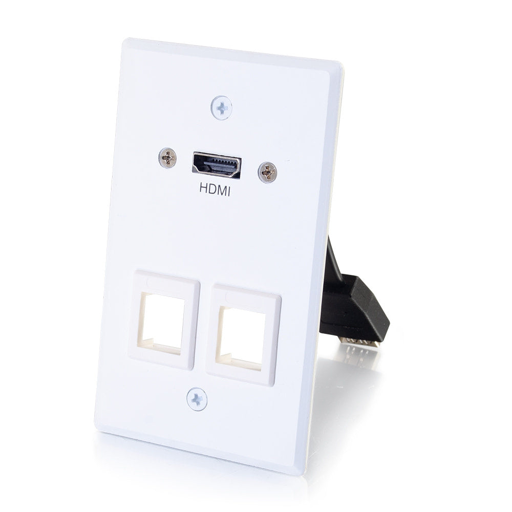 CG60161 - C2G - HDMI Pass Through Single Gang Wall Plate with Two Keystones White