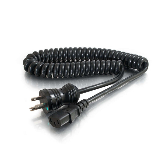 CG48065 - C2G - 6ft 18 AWG Coiled Hospital Grade Power Cord NEMA 515P to IEC320C13 Black