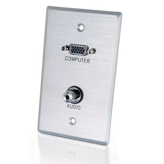 CG40505 - C2G - VGA and 3.5mm Audio Pass Through Single Gang Wall Plate Brushed Aluminum