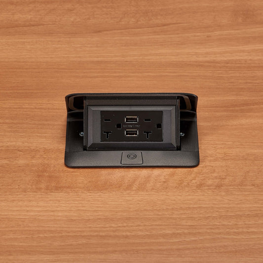 DQFP20UBK - Wiremold - DQFP20UBK Cord Ended deQuorum Single Flip Up Unit with USB in Black