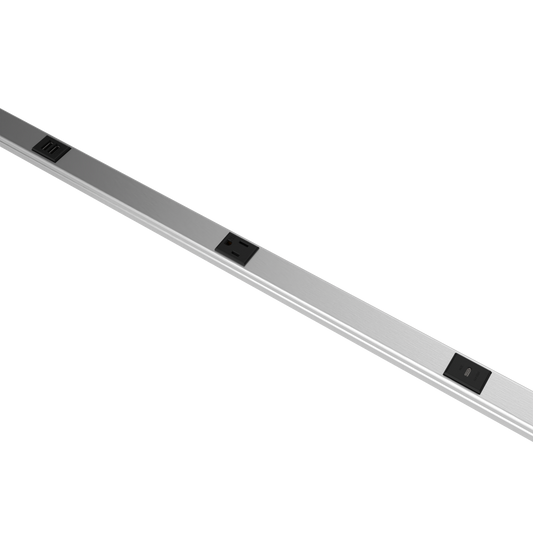 Plugmold-USB-C-Stainless-Steel - Wiremold - 5 Plugmold Multioutlet System with USB-C and USB-A in Stainless Steel