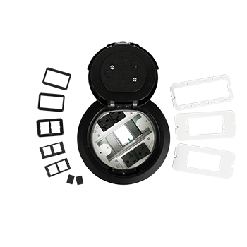 6ATC2PBK3H - Wiremold - 6ATC2PBK3H 3Hour Fire Classified 6 inch Recessed Prewired Surface Style PokeThru Assembly in Black