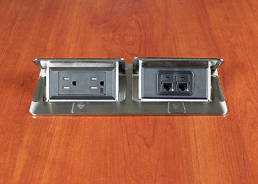 DQFP15ST-2A - Wiremold - DQFP15ST2A Cord Ended deQuorum Dual FlipUp Unit in Stainless Steel