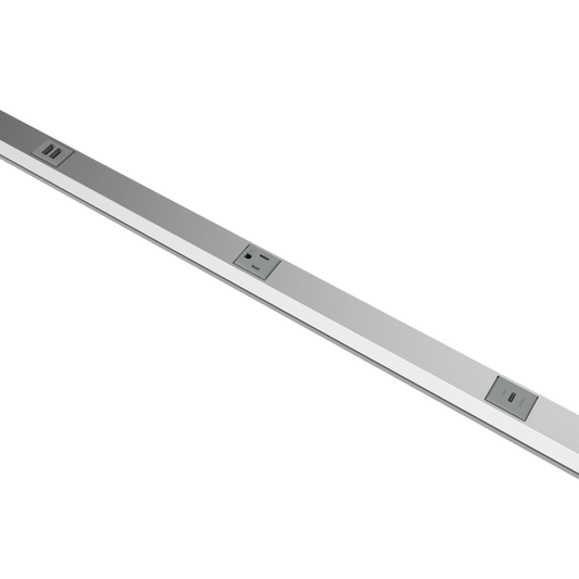 Plugmold-USB-C-Anodized-Aluminum - Wiremold - 5 Plugmold Multioutlet System with USB-C and USB-A in Anodized Aluminum