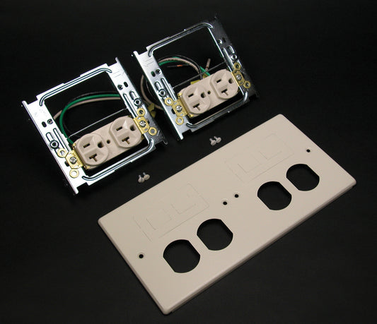 V4047-2WWFF - Wiremold - V40472WWFF 4047 Four Gang Cover With Two Duplex and Two Modular Furniture Openings in Ivory