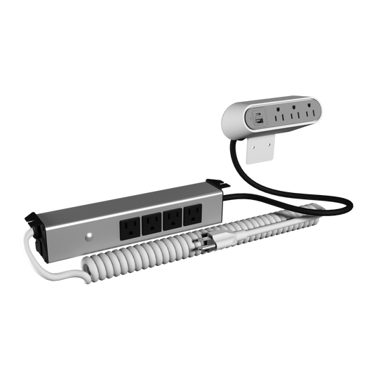 SS346WH - Wiremold - Sit Stand Desk Power with 3 Surface Outlets and 4 Below Desk in White