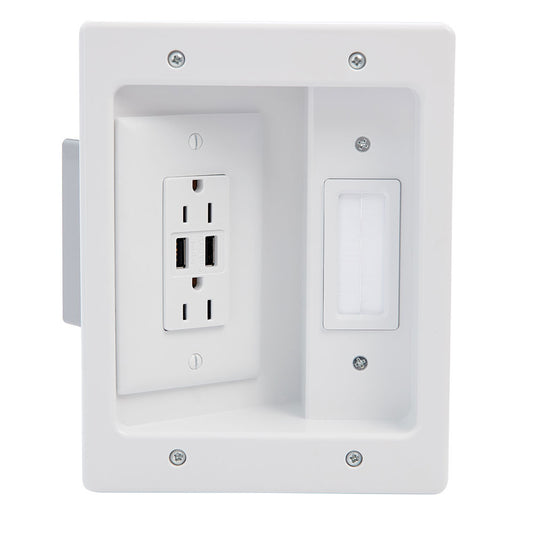 HT21USBWHV1 - On-Q - In Wall TV Connection Kit with USB White