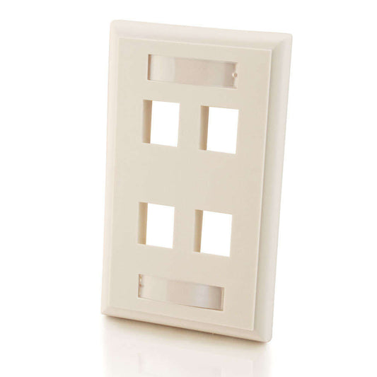 CG03413 - C2G - Four Port Keystone Single Gang Wall Plate White