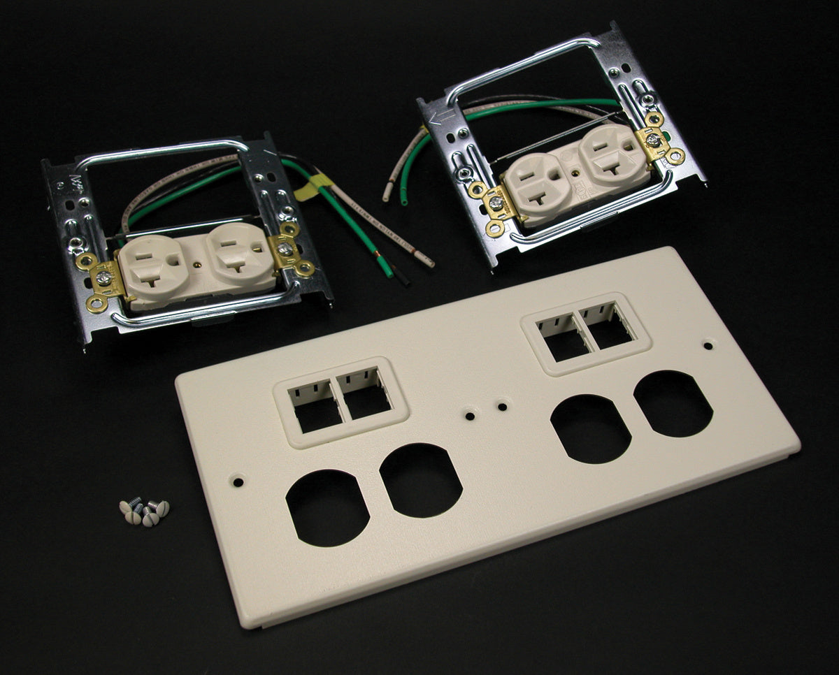 V4047-2WWTT - Wiremold - V40472WWTT 4047 Four Gang Cover With Two Tracjack Mini Adapters in Ivory