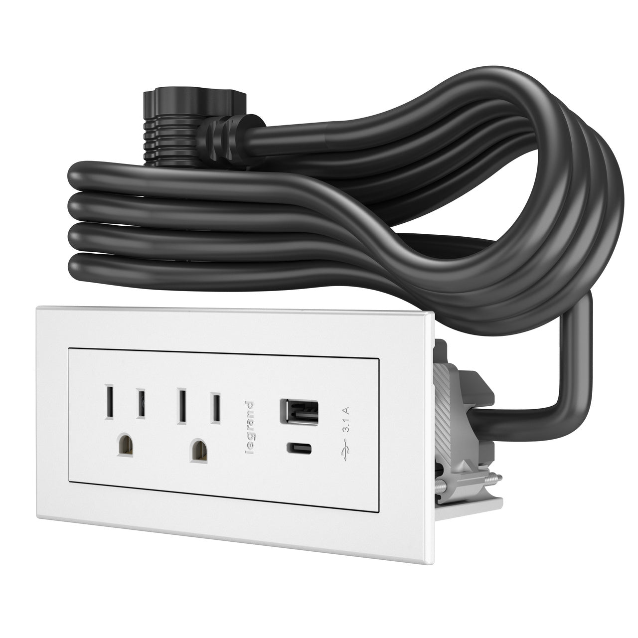 RDZCWH10 - Wiremold - RDZCWH10 radiant Furniture Power Center 2OL with 2 USB-A and USB-C Charging Ports 10 ft in White
