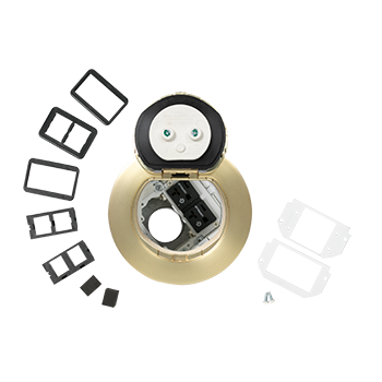 4ATCP2CRSB - Wiremold - 4ATCP2CRSB 4 inch Prewired Dual Service Controlled Receptacle Evolution PokeThru Device in Satin Brass