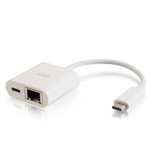CG29748 - C2G - USB-C to Ethernet Multiport Adapter with Power Delivery up to 60W White