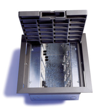 AC10105-2 - Wiremold - AC10105 Eight Gang Raised Floor Box with Gray Carpet Style Lid