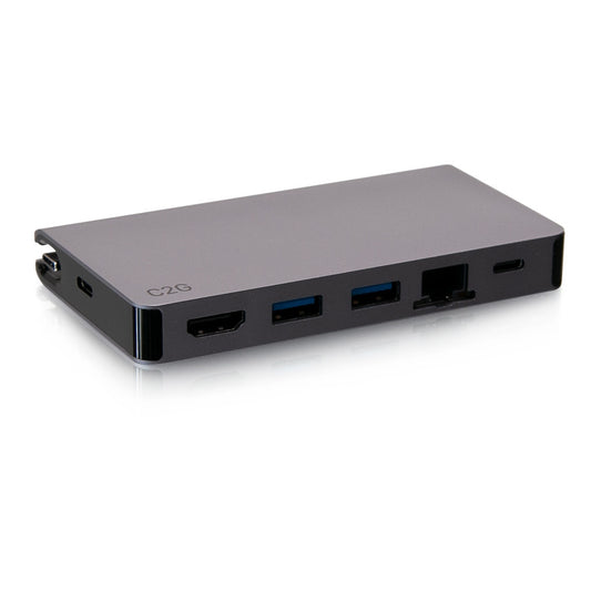 C2G54457 - C2G - USB-C 5in1 Compact Dock with HDMI 2x USB-A Ethernet and USB-C Power Delivery