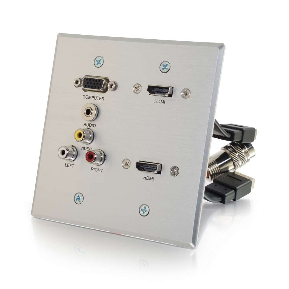 CG60143 - C2G - RapidRun VGA Stereo Audio Composite Video and RCA Stereo Audio Double Gang Wall Plate