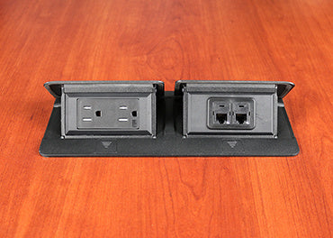 DQFP15BK-2A - Wiremold - DQFP15BK2A Cord Ended deQuorum Dual FlipUp Unit in Black