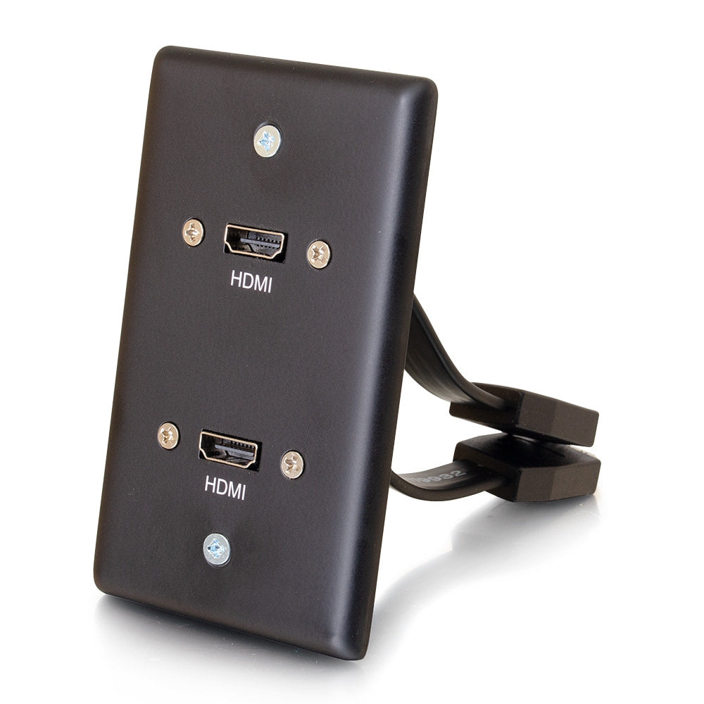 CG39879 - C2G - Dual HDMI Pass Through Single Gang Wall Plate Black